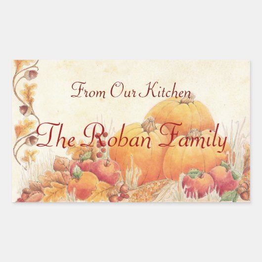 Sticker Rectangulaire Citrouilles de récolte d'automne faits maison de l (Devant)