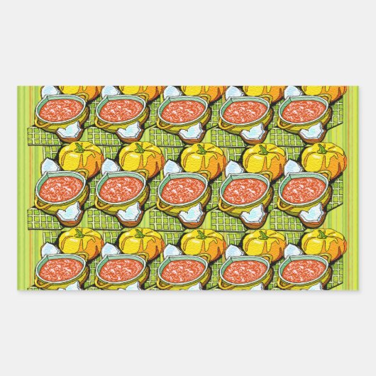 Sticker Rectangulaire Citrouilles, soupe et Arrière - plan rayé (Devant)