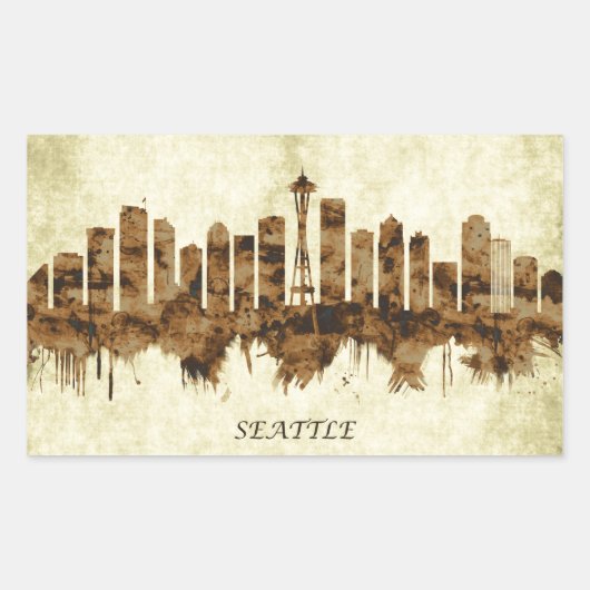 Sticker Rectangulaire Cityscape de Seattle (Devant)