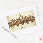 Sticker Rectangulaire Cityscape de Seattle (Enveloppe)