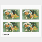 Sticker Rectangulaire Clapsaddle : Deux Cherubs sur une drépanocyte (Feuille)