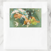 Sticker Rectangulaire Clapsaddle : Deux Cherubs sur une drépanocyte (Sac)