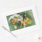 Sticker Rectangulaire Clapsaddle : Deux Cherubs sur une drépanocyte (Enveloppe)