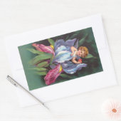 Sticker Rectangulaire Clapsaddle : Fleur Cherub Iris (Enveloppe)