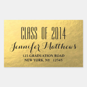 Sticker Rectangulaire Classe Gold Glam de 2014 Graduation Address Sticke