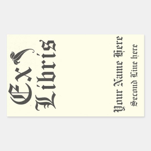 Sticker Rectangulaire Classic Ex Libris Plaque (Devant)