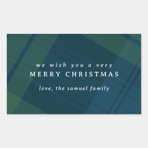 Sticker Rectangulaire Classic Noël plaid simple personnalisé