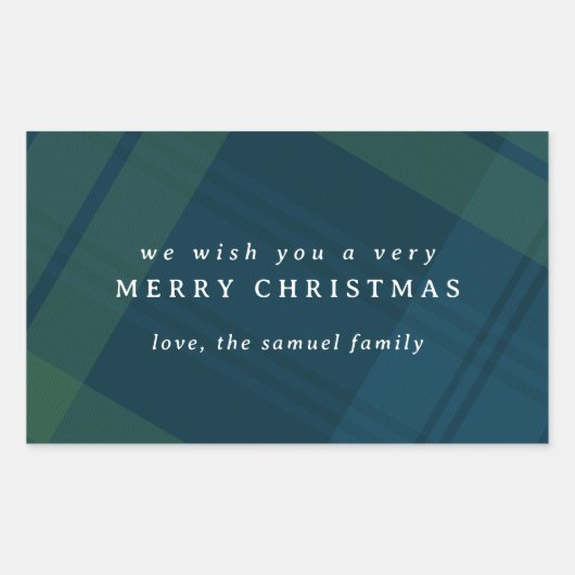 Sticker Rectangulaire Classic Noël plaid simple personnalisé (Devant)