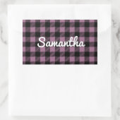 Sticker Rectangulaire Classic Violet Buffalo Check Plaid Personnalisé (Sac)