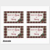 Sticker Rectangulaire Classique Plaid de Noël Fait avec amour par (Feuille)