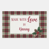 Sticker Rectangulaire Classique Plaid de Noël Fait avec amour par (Devant)