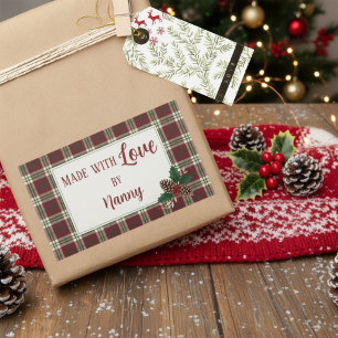 Sticker Rectangulaire Classique Plaid de Noël Fait avec amour par