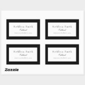 Sticker Rectangulaire Classique professionnel noir et blanc (Feuille)