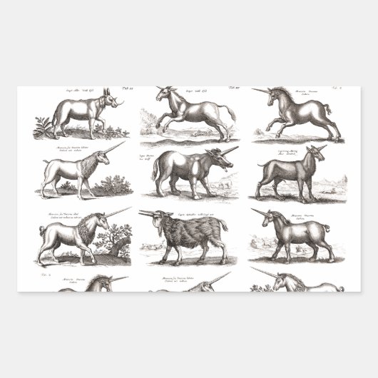 Sticker Rectangulaire Classique Unicorne Antique Mythique Magie Créature (Devant)