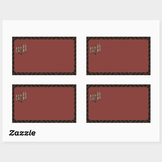 Sticker Rectangulaire Classy Nutcracker Soldiers Name Labels Red (Feuille)