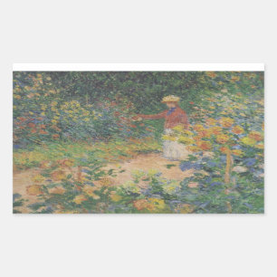 Sticker Rectangulaire Claude Monet 1895 Vintage dans le jardin