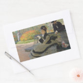 Sticker Rectangulaire Claude Monet - Camille Monet sur un banc (Enveloppe)