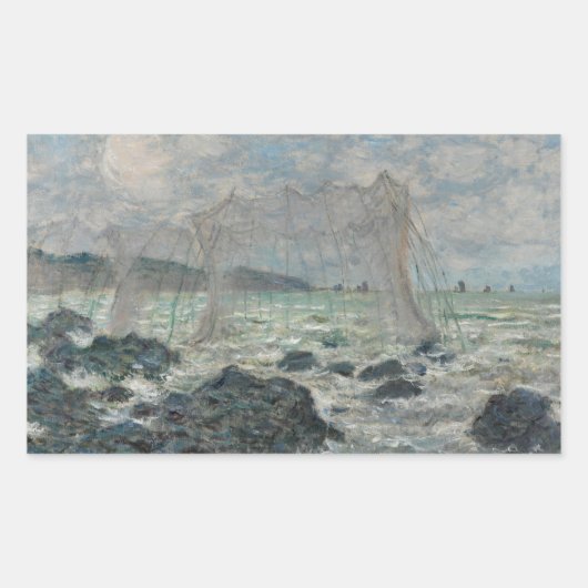 Sticker Rectangulaire Claude Monet - Filets de pêche à Pourville (Devant)