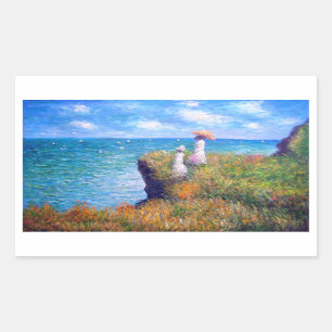 Sticker Rectangulaire Claude Monet : promenade Cliff à Pourville