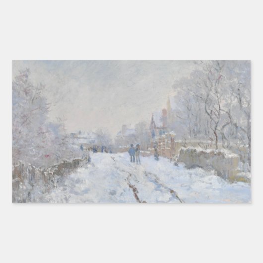 Sticker Rectangulaire Claude Monet - Scène de neige à Argenteuil (Devant)