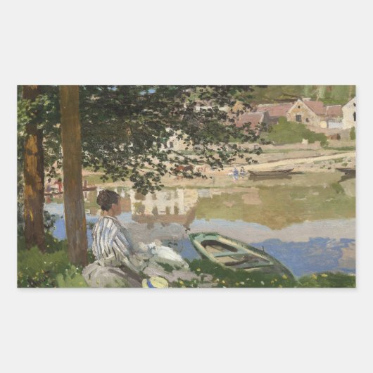 Sticker Rectangulaire Claude Monet - Sur la rive de la Seine, Bennecour (Devant)