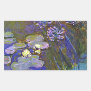 Sticker Rectangulaire Claude Monet Water Lilies Agapanthus