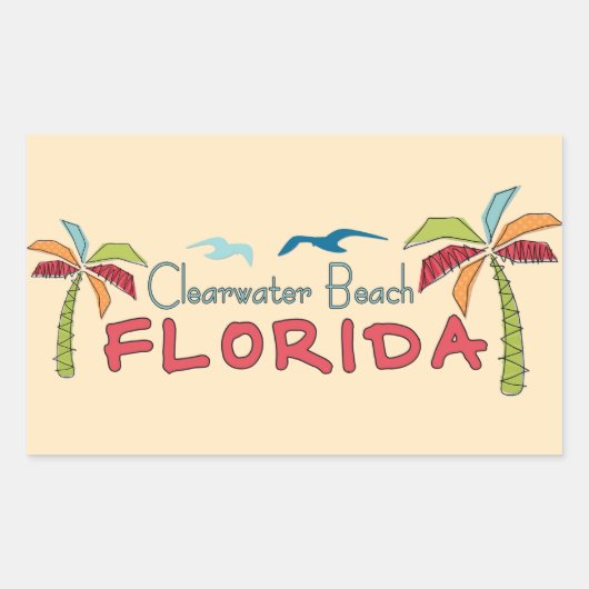 Sticker Rectangulaire Clearwater Beach Floride artsy palms (Devant)