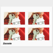 Sticker Rectangulaire Clés pour une nouvelle maison ! (Feuille)