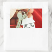 Sticker Rectangulaire Clés pour une nouvelle maison ! (Sac)