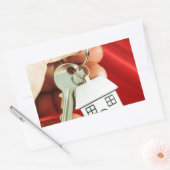 Sticker Rectangulaire Clés pour une nouvelle maison ! (Enveloppe)