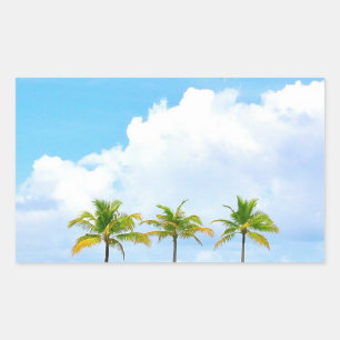 Sticker Rectangulaire Clouages Bleus Personnalisés Et Modèle Blanc Palms