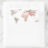 Sticker Rectangulaire Cloud de mots de la carte mondiale (Sac)