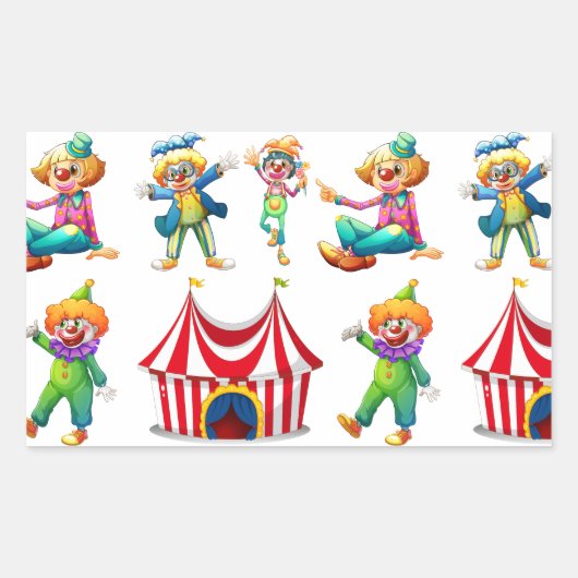 Sticker Rectangulaire Clowns et tente de cirque (Devant)