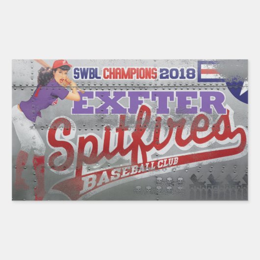 Sticker Rectangulaire Club de base-ball d'EXETER de Spitfires d'art de (Devant)