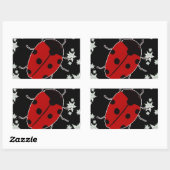 STICKER RECTANGULAIRE COCCINELLE (Feuille)