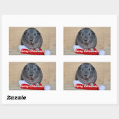 Sticker Rectangulaire Cochon de Guinée de Noël (Feuille)