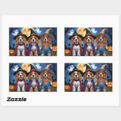 Sticker Rectangulaire Cocker Chiens espagnols Citrouille Halloween Funny (Feuille)
