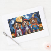 Sticker Rectangulaire Cocker Chiens espagnols Citrouille Halloween Funny (Enveloppe)