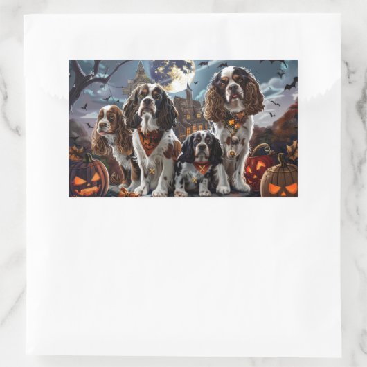 Sticker Rectangulaire Cocker Spaniel Halloween Éffrayant (Sac)