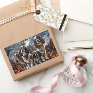 Sticker Rectangulaire Cocker Spaniel Halloween Éffrayant