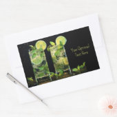 Sticker Rectangulaire Cocktails Mojito Texte Personnalisé (Enveloppe)