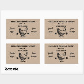 Sticker Rectangulaire coco de famille poule oeufs frais (Feuille)