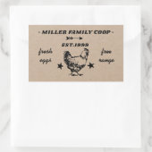 Sticker Rectangulaire coco de famille poule oeufs frais (Sac)