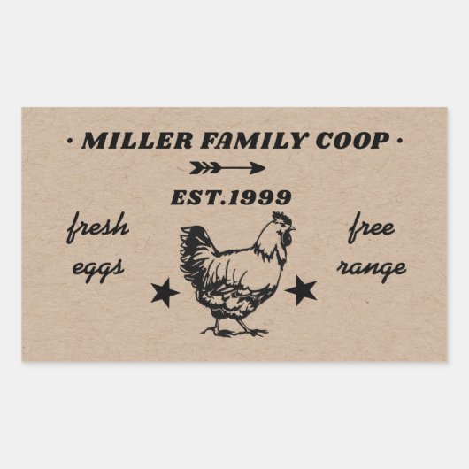 Sticker Rectangulaire coco de famille poule oeufs frais (Devant)
