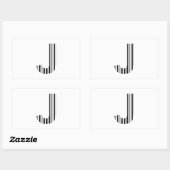 Sticker Rectangulaire CODE À BARRES DE LA LETTRE J Modèle de code à barr (Feuille)
