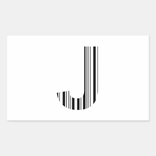 Sticker Rectangulaire CODE À BARRES DE LA LETTRE J Modèle de code à barr (Devant)