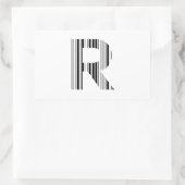 Sticker Rectangulaire CODE À BARRES DE LA LETTRE R Premier motif de code (Sac)
