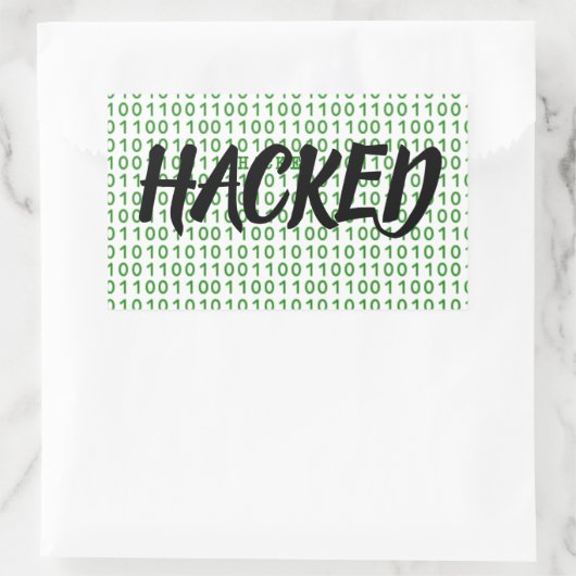 Sticker Rectangulaire Code binaire HACKED (Sac)