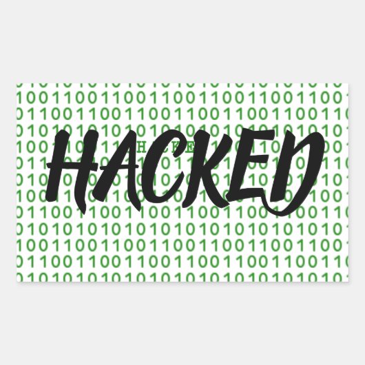 Sticker Rectangulaire Code binaire HACKED (Devant)