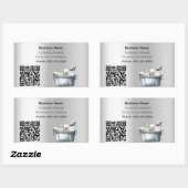 Sticker Rectangulaire Code QR argent du service de nettoyage (Feuille)